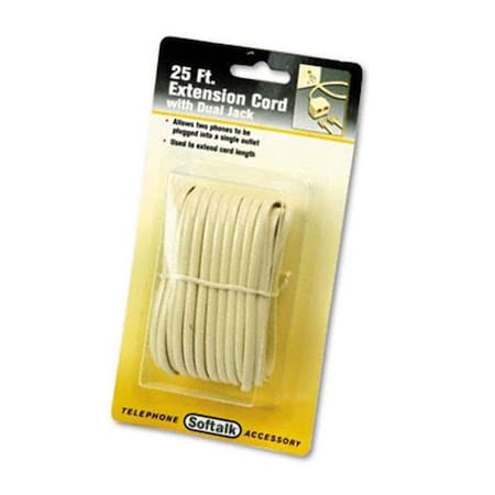 Softalk Softalk 04130 Telephone Extension Cord- Plug/Dual Jack- 25 ft.- Almond 4130